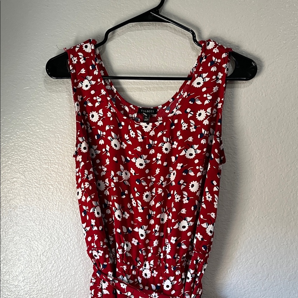TALBOTS Women’s FLORAL CREPE TIERED Midi DRESS Sleeveless Sz 12 Summer Chic - Picture 8 of 10